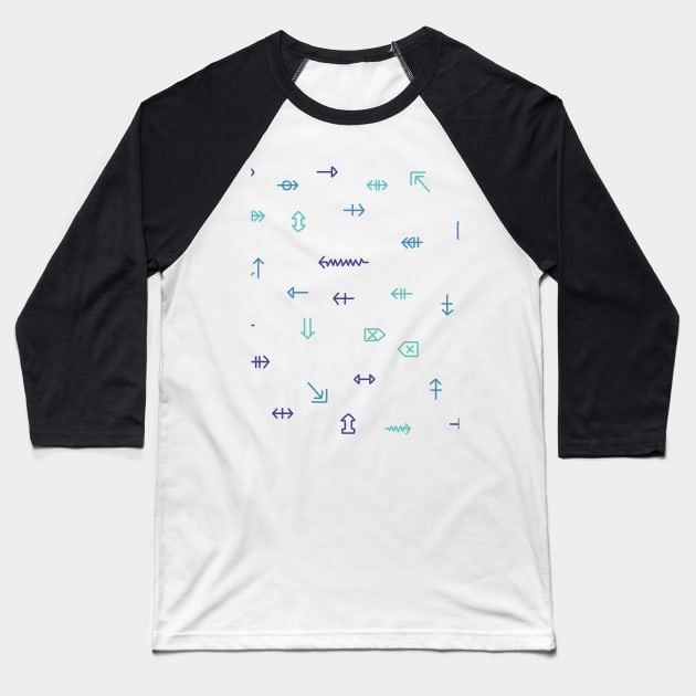 The icons and symbols of special characters are arrows in blue, blue, purple tones Baseball T-Shirt by WwsNttb